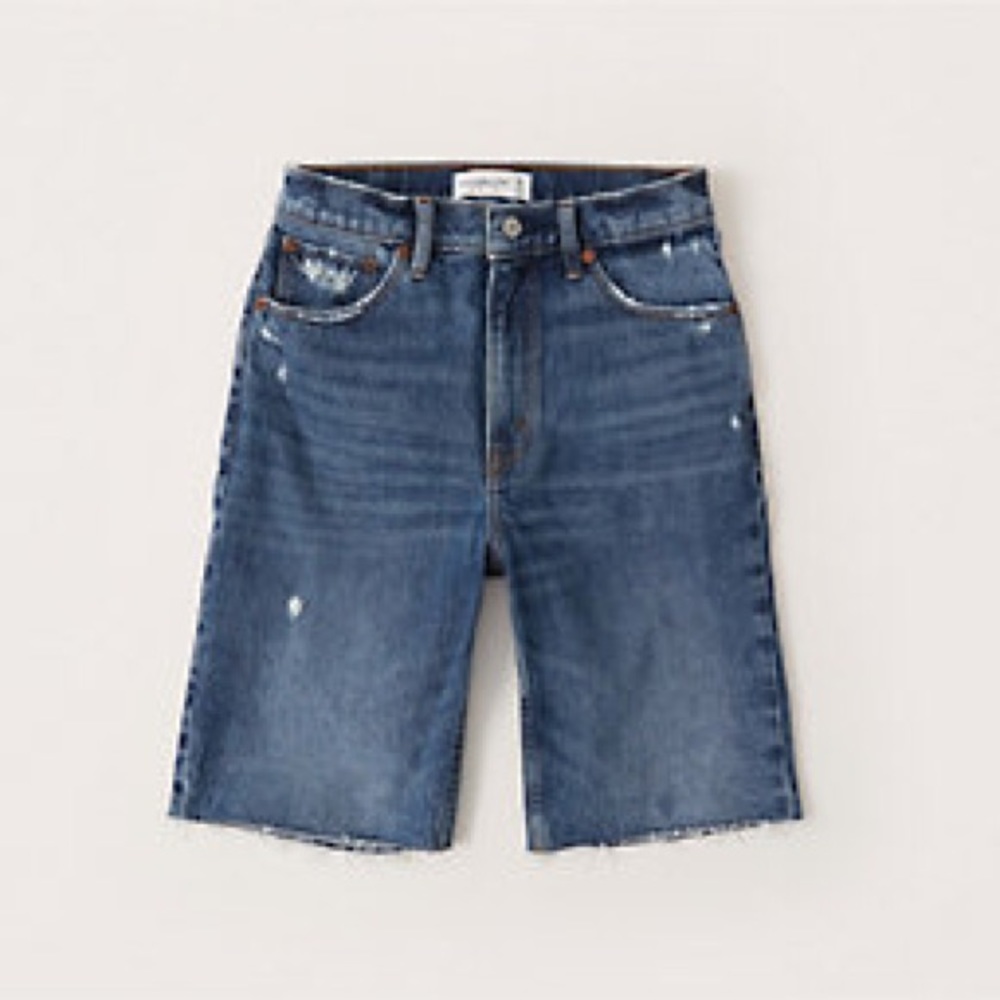 Long Distressed Jean Shorts
